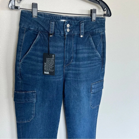 PAIGE NWT Dion 32 In. W/Cargo Pockets High Rise Utility Jeans Denim New Women 26 - Picture 4 of 12